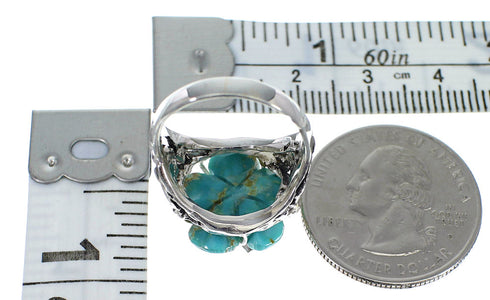 Authentic Sterling Silver Turquoise Flower Dragonfly Ring Size 8-1/2 RX82614